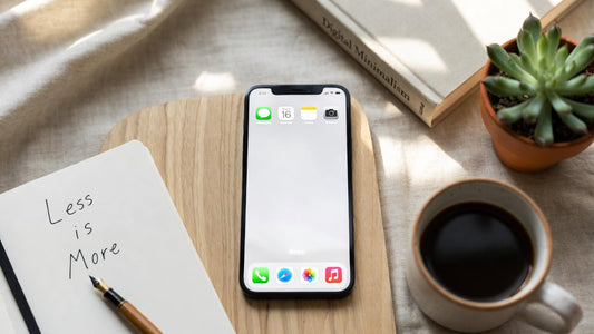 Close-up hand shot: Person's hand (minimalist aesthetic - no jewelry, natural skin tones) holding iPhone 12 Pro against blurred natural background (forest, beach, or mountain vista out of focus). 