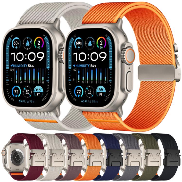 Apple Watch Armband Nylon Fallschirmschnalle – Kompatibel mit 42/44/45/46/49 mm | Stretch & Komfort | Valmento