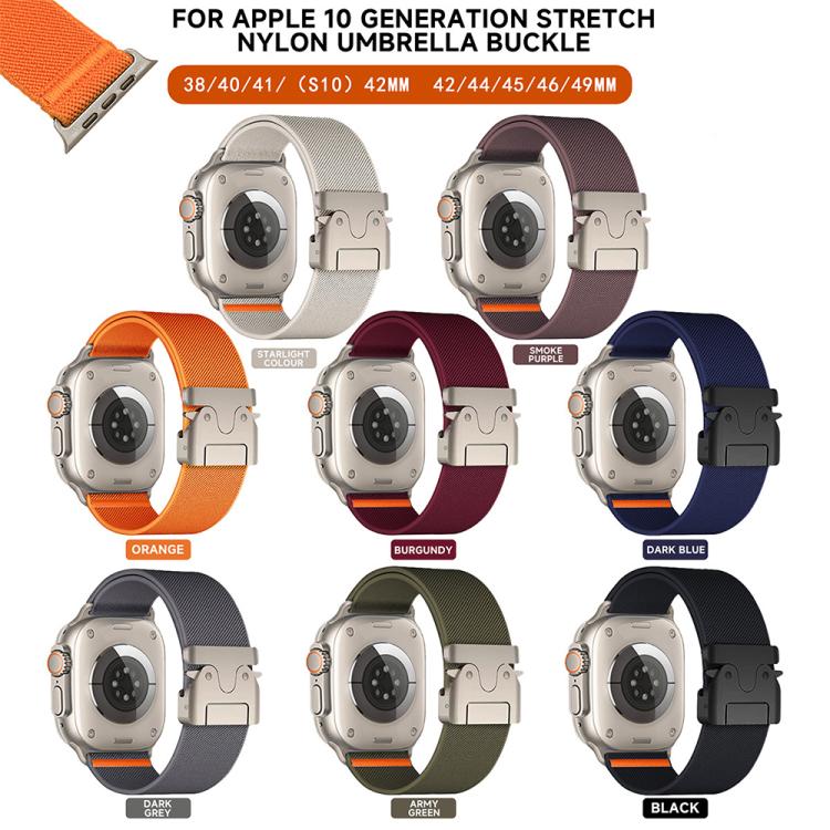 Apple Watch Armband Nylon Fallschirmschnalle – Kompatibel mit 42/44/45/46/49 mm | Stretch & Komfort | Valmento
