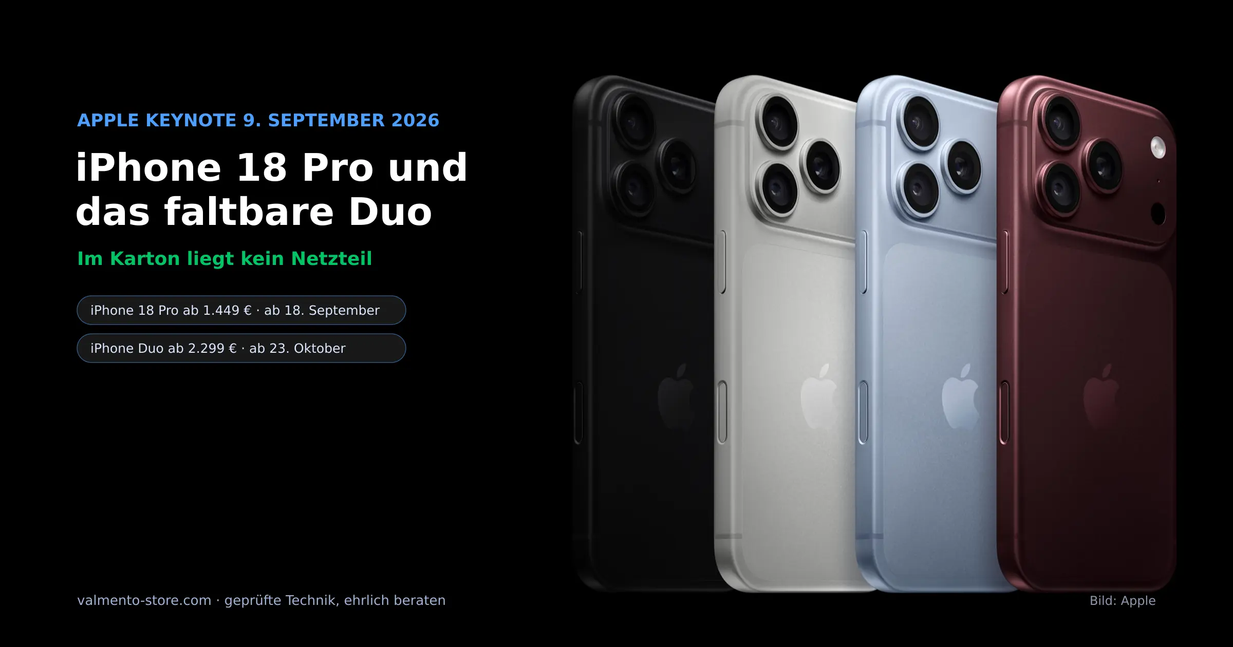 Apple Keynote 2026: iPhone 18 Pro, iPhone Duo und alle Preise