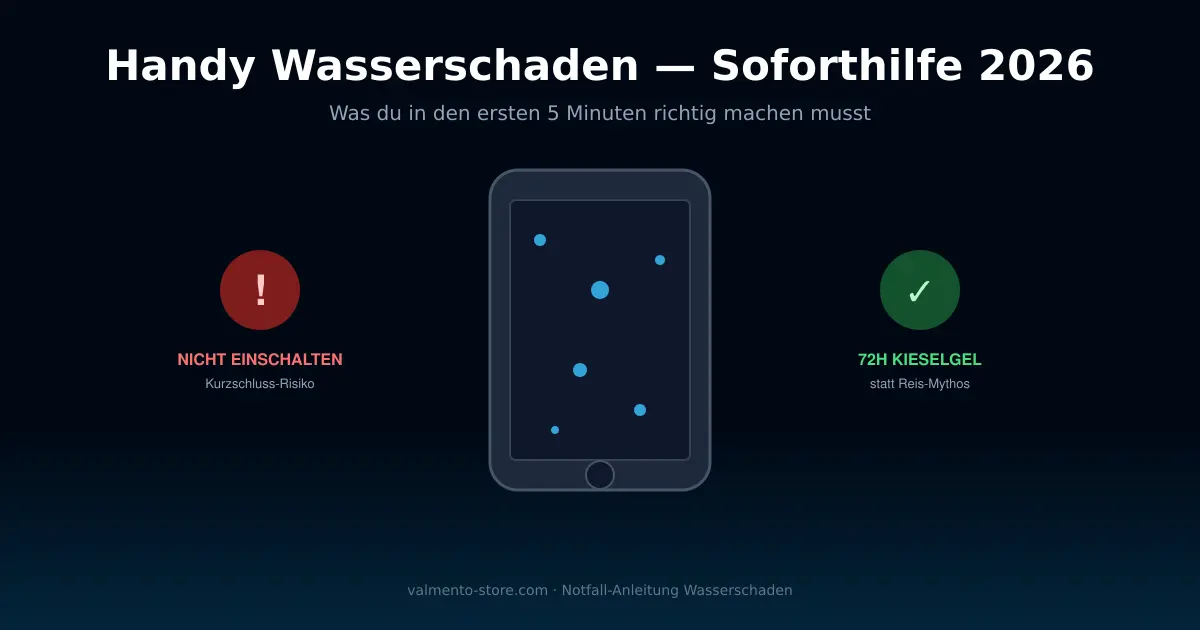Handy Wasserschaden 2026: Soforthilfe, Reis-Mythos & wann Refurbished sich lohnt
