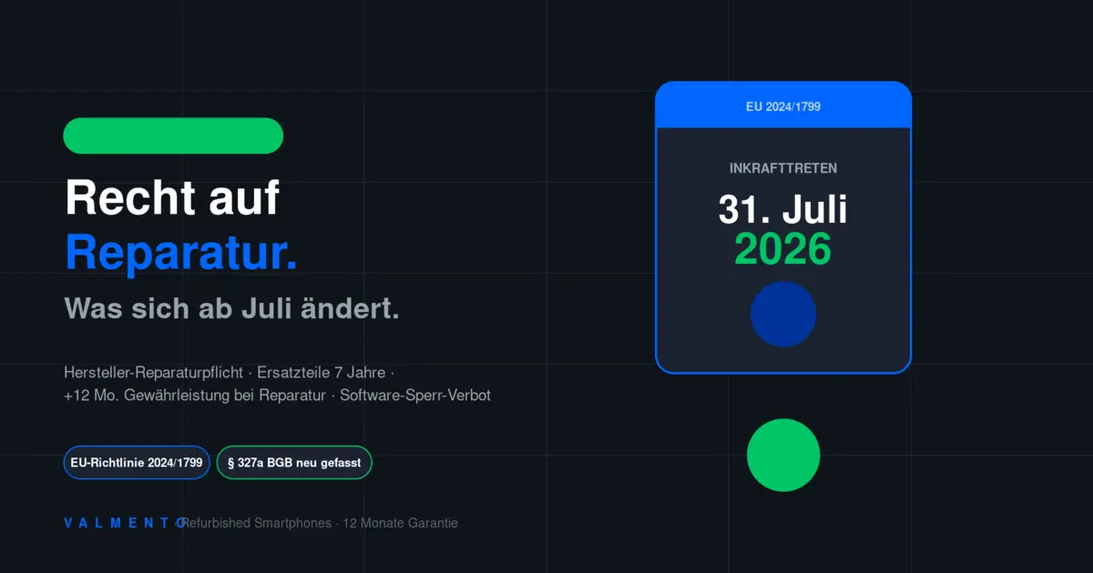 Recht auf Reparatur 2026: Was sich für Smartphone-Käufer ab Juli ändert
