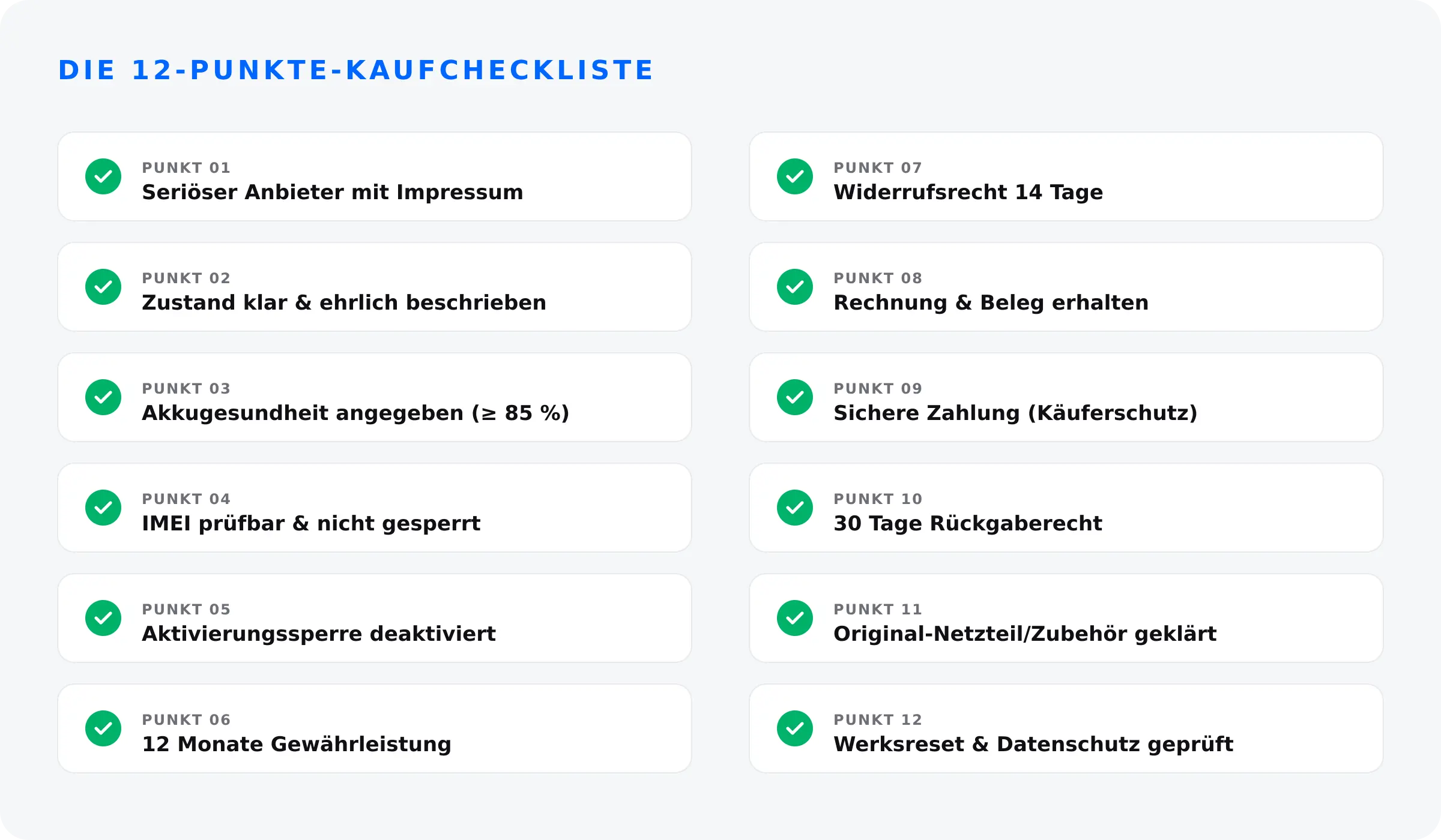 12-Punkte-Checkliste für den Kauf eines refurbished Smartphones