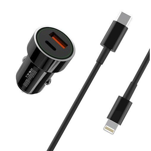 XO TZ 11 Auto-Adapter 1.67A - USB-A + USB-C + DK Type-C zu Lightning Schwarz