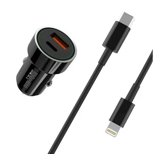XO TZ 11 Auto-Adapter 1.67A - USB-A + USB-C + DK Type-C zu Lightning Schwarz Neu  refurbished kaufen