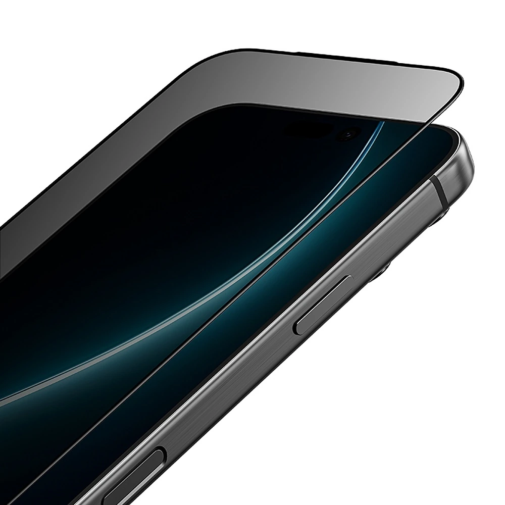 Benks Ultra Shield Privacy – Panzerglas schräg über dem iPhone-Display