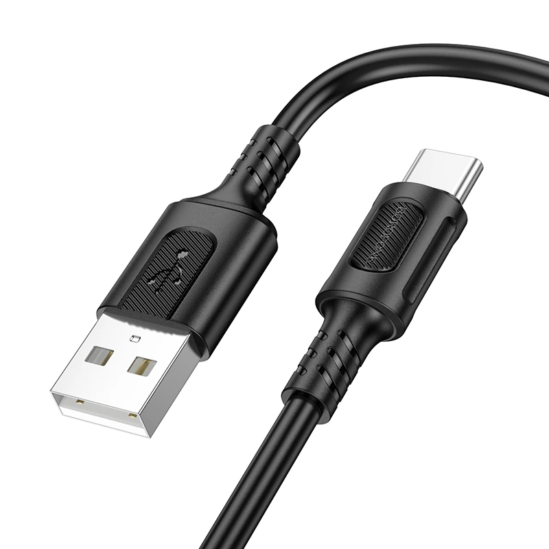 Borofone BX111 Feliz Ladekabel mit USB-A- und USB-C-Stecker in Schwarz