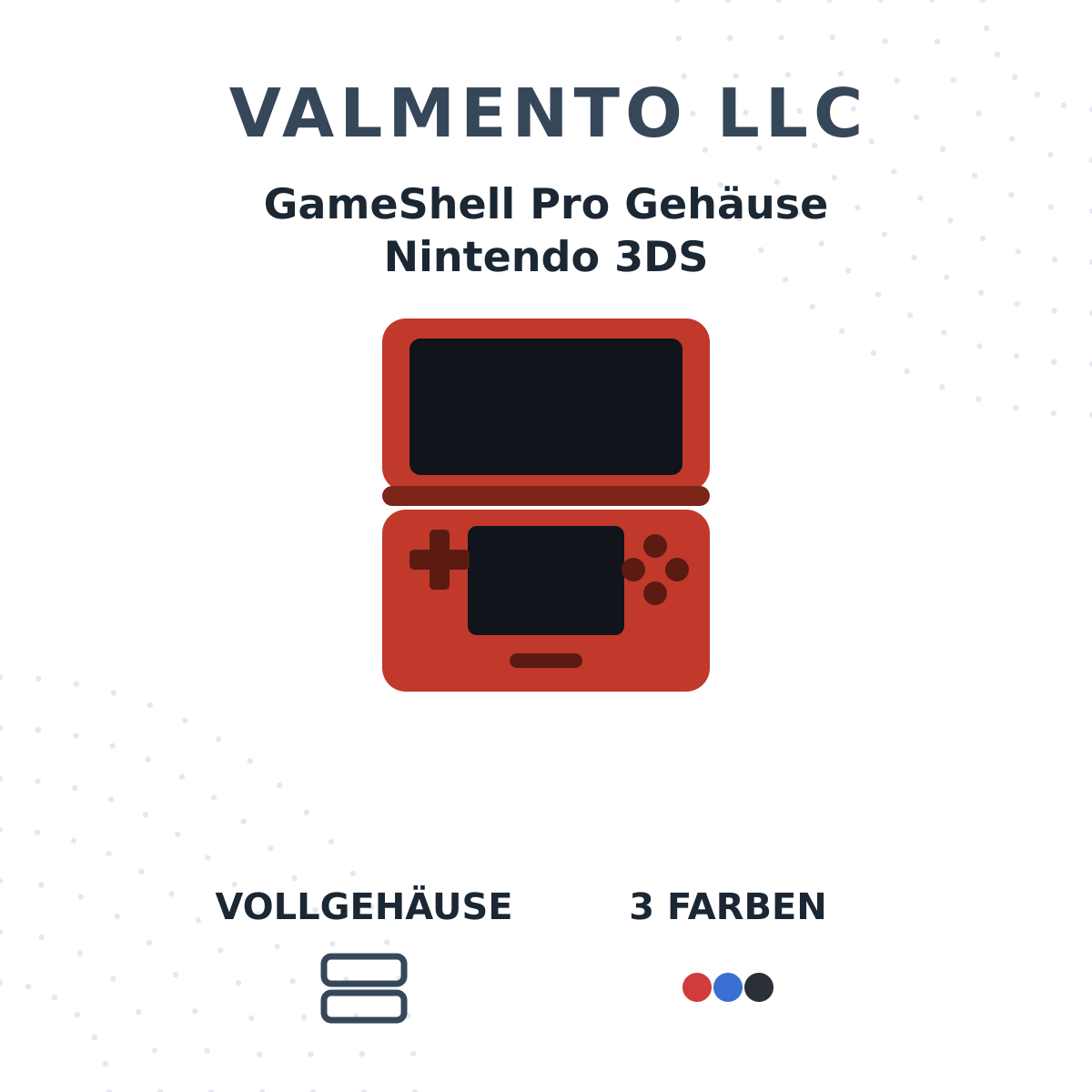 Valmento GameShell Pro – Ersatz-Vollgehäuse für Nintendo 3DS (Rot, Blau, Schwarz verfügbar)