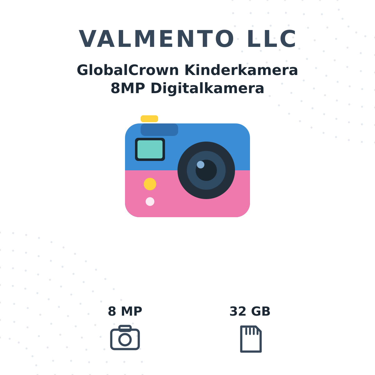 GlobalCrown Kinderkamera – 8MP Digitalkamera mit 2-Zoll-Bildschirm & 32GB Speicher (Blau/Pink)