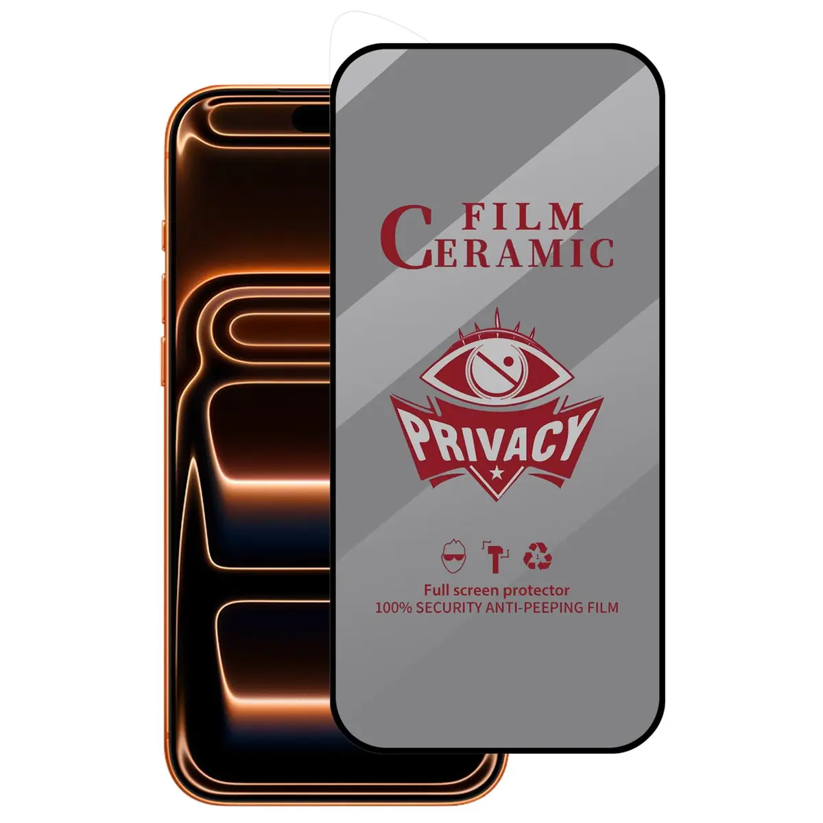 Klare HD-Blickschutzfolie für iPhone 17 Pro Max neben dem Gerät
