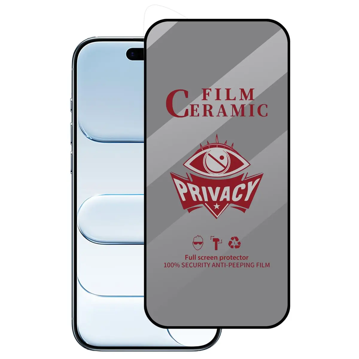 Klare HD-Blickschutzfolie für iPhone Air neben dem Gerät