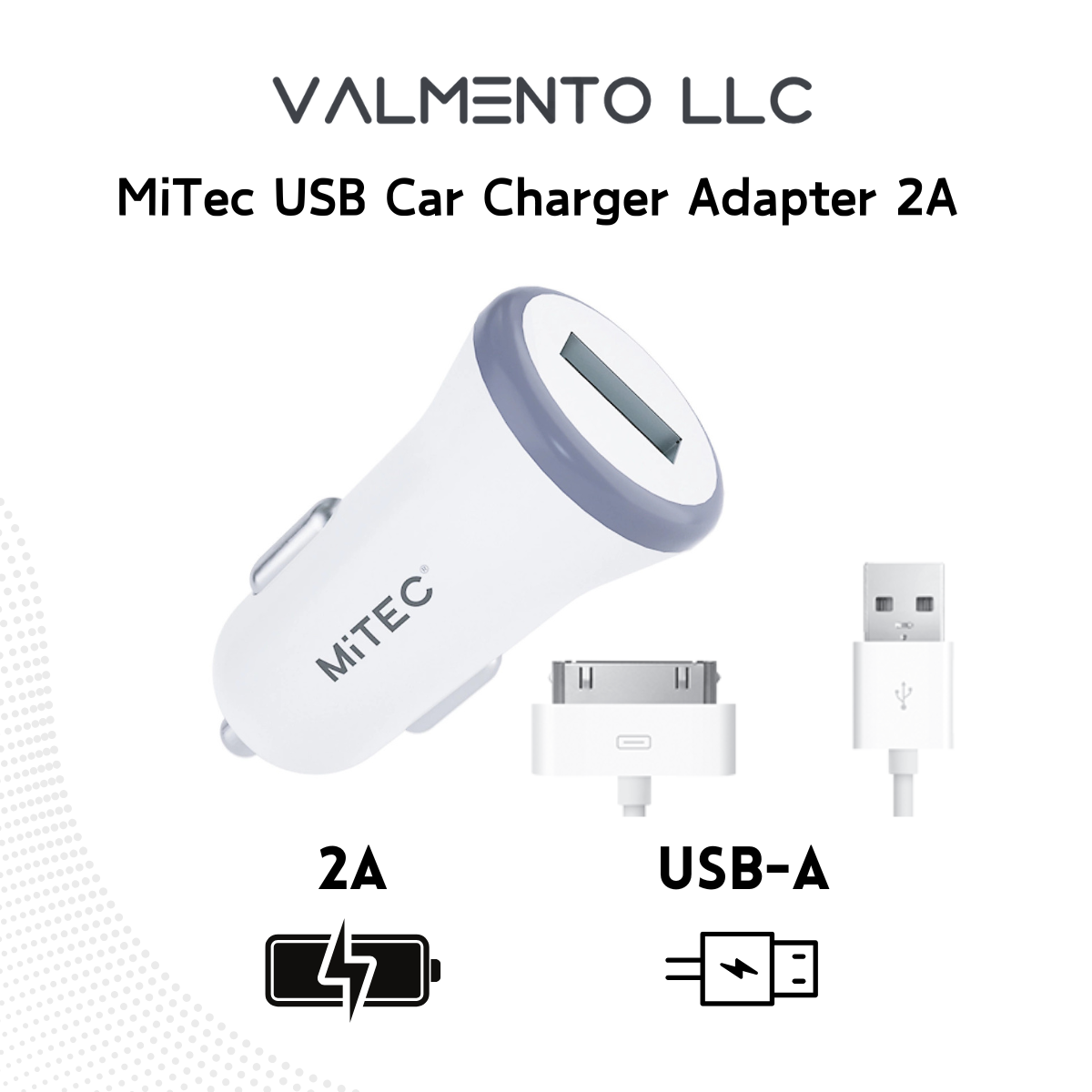 MiTec USB Kfz-Ladeadapter 2A + Datenkabel für iPhone 4 (Weiß, 30-Pin) New  refurbished kaufen