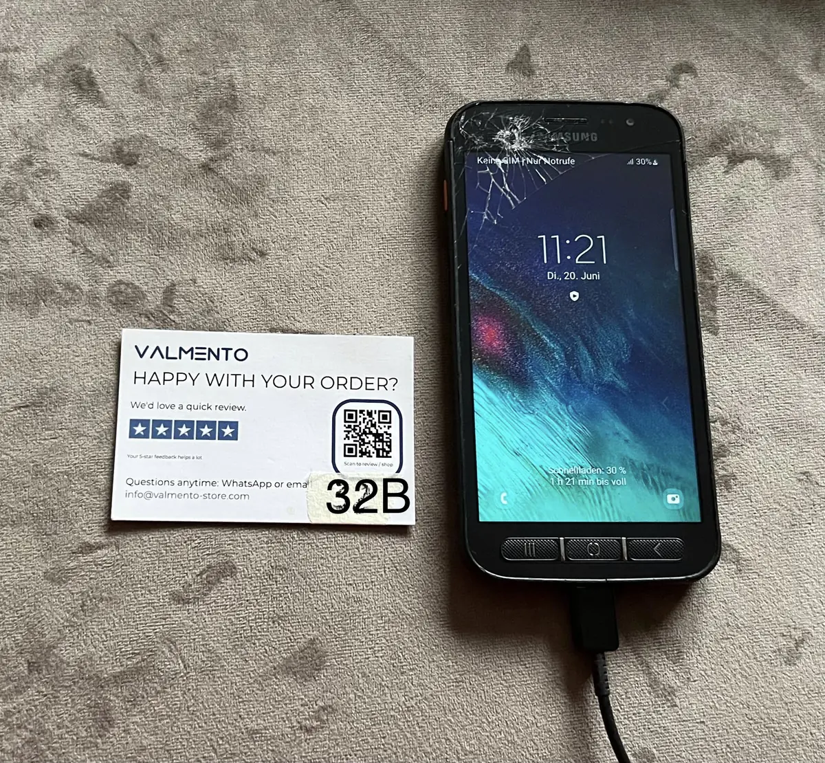 Samsung Galaxy XCover 4s (SM-G398FN/DS) – Outdoor-Handy, läuft, Displayglas gebrochen – Foto 5 von 5