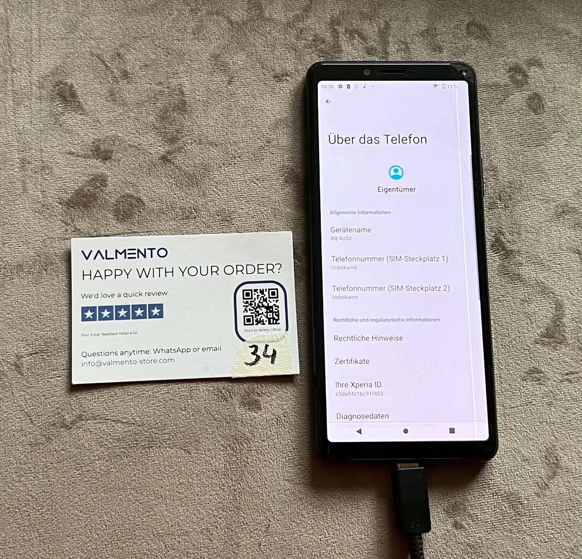 Sony Xperia 10 II (XQ-AU52) Schwarz – funktionsfähig, Gehäuse geöffnet – Foto 3 von 5