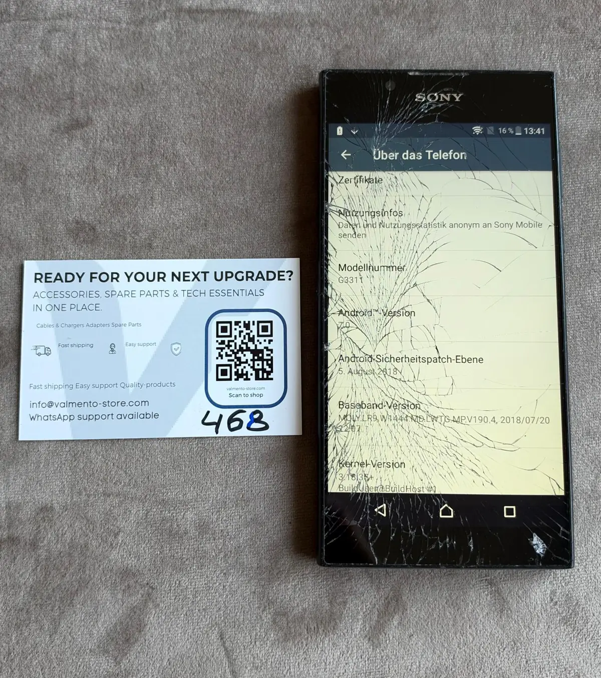 Sony Xperia L1 (G3311) Schwarz – Displaybruch, defekt (Bastlergerät) – Foto 4 von 5