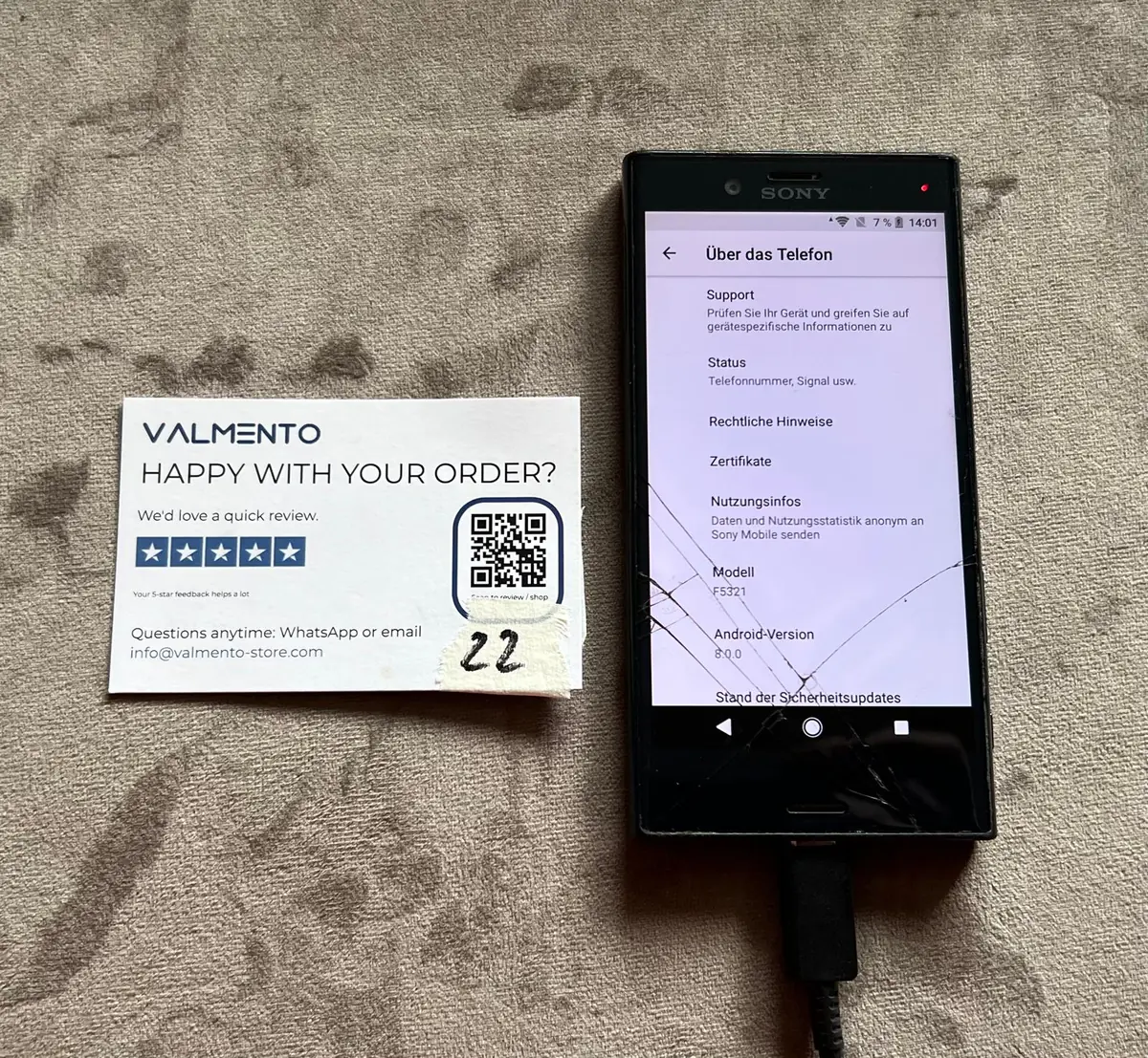 Sony Xperia X Compact (F5321) Schwarz – läuft, Displayglas gebrochen – Foto 4 von 5