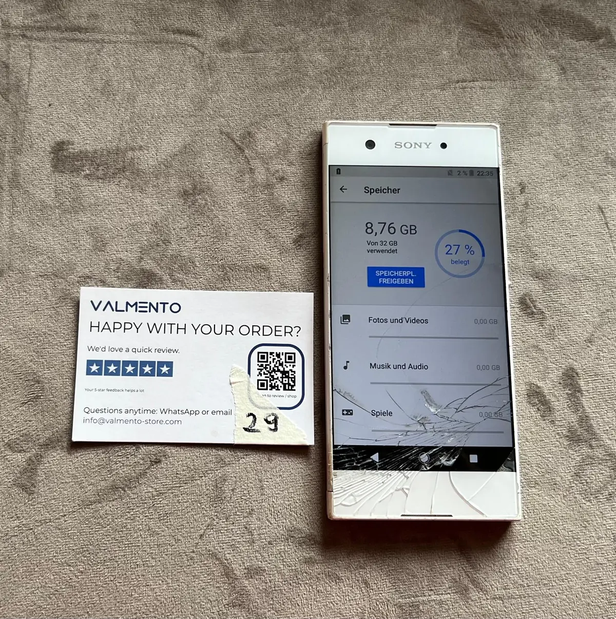 Sony Xperia XA1 (G3121) Weiß – läuft, Displayglas gebrochen – Foto 6 von 6