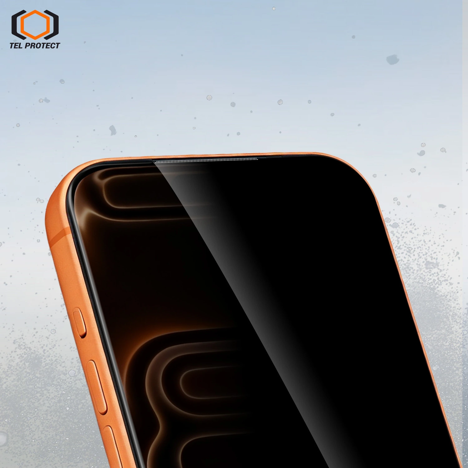 Blickschutzglas auf dem iPhone 16 Pro Max – seitlich abgedunkeltes Display
