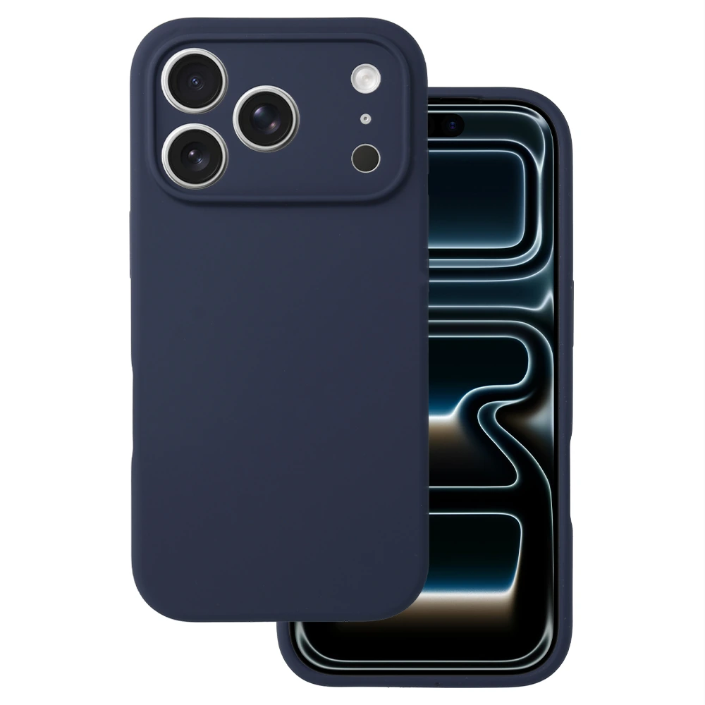 Valmento Silikonhülle in Navy auf dem iPhone 18 Pro mit erhöhtem Kameraschutz